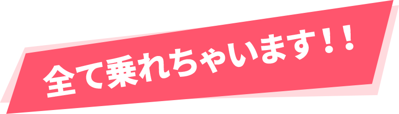 全て乗れちゃいます！！